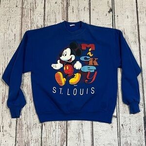 Vintage 1980s Mickey Mouse St. Louis Blue Velva Sheen Crewneck Sweatshirt